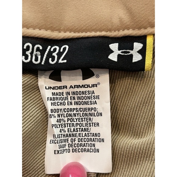 Under Armour Men's solid tan khaki flat front Golf Pants 36 X 32 NEW - Picture 7 of 7
